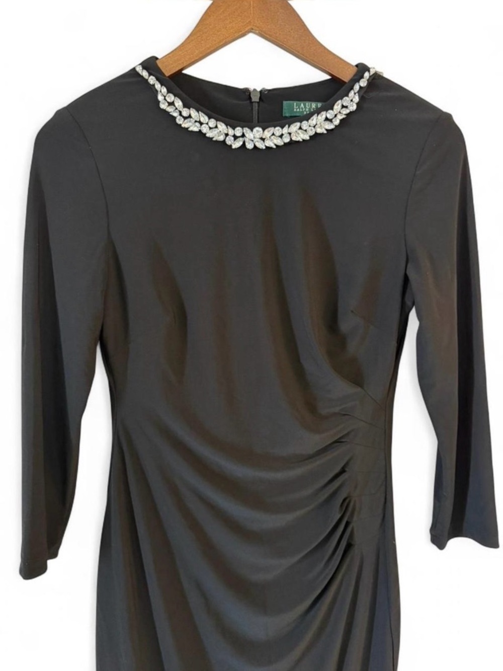 Lauren by Ralph Lauren Cocktail Sheath Dress with Rhinestone Embellished Neck - Picture 7 of 14